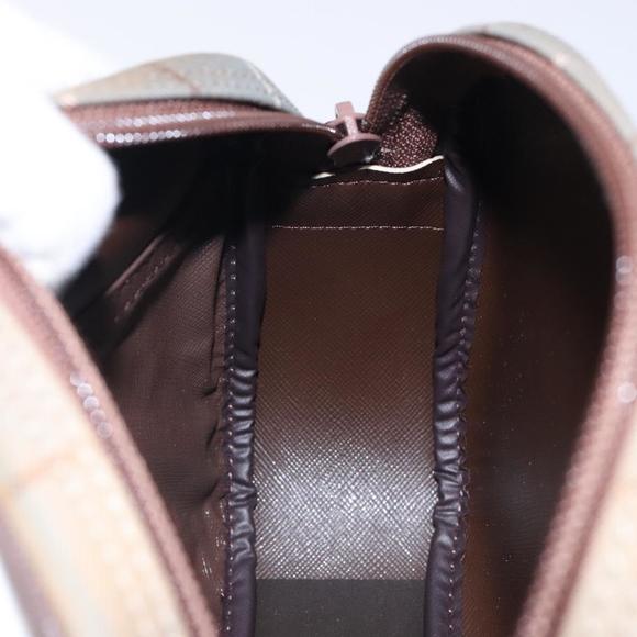 Burberrys Nova Check Pouch Canvas Beige Gold Auth bs27402